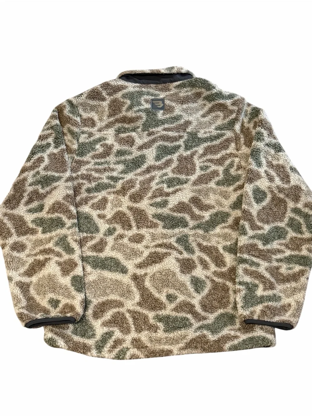 NWT men’s BURLEBO Camouflage Sherpa Fleece Pullover quarter zip size small
